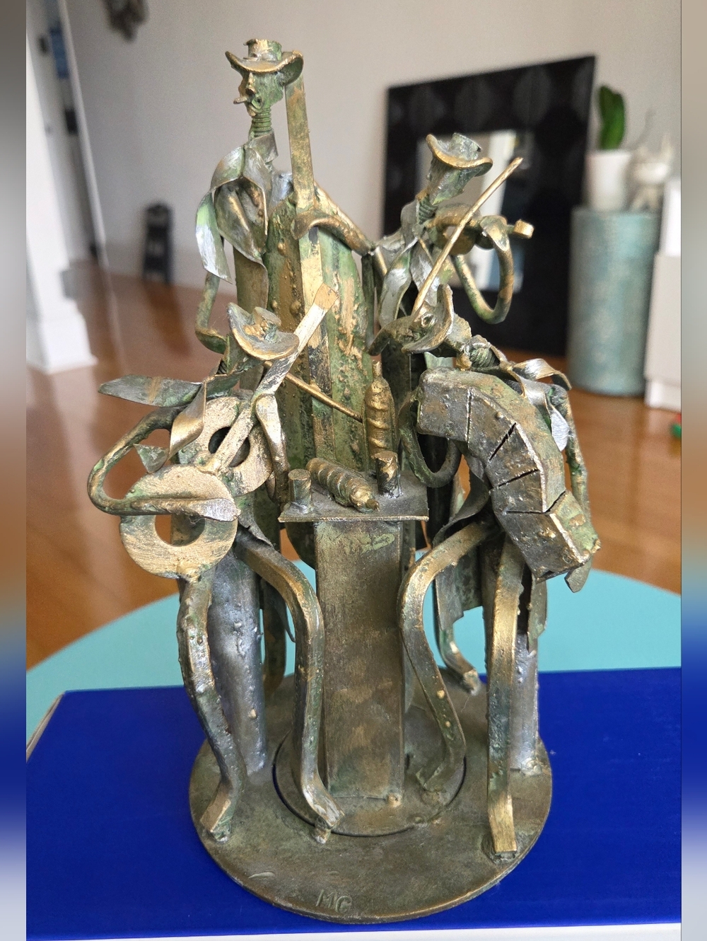 Brass Toned Metal Abstract Musician Sculpture